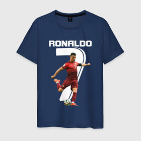 Мужская футболка хлопок с принтом Ronaldo в Тюмени, 100% хлопок | прямой крой, круглый вырез горловины, длина до линии бедер, слегка спущенное плечо. | роналдо
