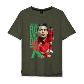 Мужская футболка хлопок Oversize с принтом Ronaldo в Тюмени, 100% хлопок | свободный крой, круглый ворот, “спинка” длиннее передней части | роналдо