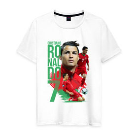 Мужская футболка хлопок с принтом Ronaldo в Тюмени, 100% хлопок | прямой крой, круглый вырез горловины, длина до линии бедер, слегка спущенное плечо. | Тематика изображения на принте: роналдо