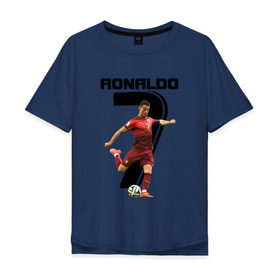 Мужская футболка хлопок Oversize с принтом Ronaldo в Тюмени, 100% хлопок | свободный крой, круглый ворот, “спинка” длиннее передней части | Тематика изображения на принте: роналдо