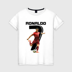 Женская футболка хлопок с принтом Ronaldo в Тюмени, 100% хлопок | прямой крой, круглый вырез горловины, длина до линии бедер, слегка спущенное плечо | роналдо