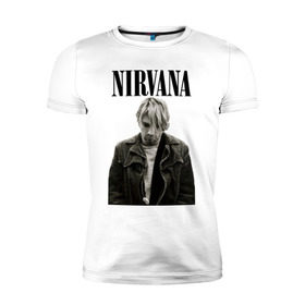 Мужская футболка премиум с принтом nirvana t-shirt в Тюмени, 92% хлопок, 8% лайкра | приталенный силуэт, круглый вырез ворота, длина до линии бедра, короткий рукав | kurt cobain | nirvana | гранж | курт кобейн | нирвана
