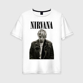 Женская футболка хлопок Oversize с принтом nirvana t-shirt в Тюмени, 100% хлопок | свободный крой, круглый ворот, спущенный рукав, длина до линии бедер
 | Тематика изображения на принте: kurt cobain | nirvana | гранж | курт кобейн | нирвана