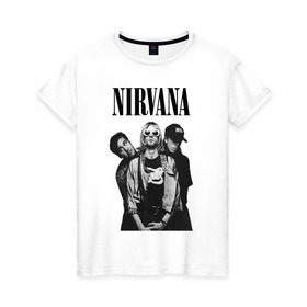 Женская футболка хлопок с принтом Nirvana Group в Тюмени, 100% хлопок | прямой крой, круглый вырез горловины, длина до линии бедер, слегка спущенное плечо | kurt cobain | nirvana | курт кобейн | нирвана | нранж