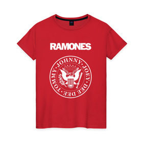 Женская футболка хлопок с принтом Ramones в Тюмени, 100% хлопок | прямой крой, круглый вырез горловины, длина до линии бедер, слегка спущенное плечо | joey ramone | punk | ramones | панк | рамонес