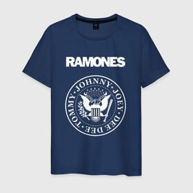 Мужская футболка хлопок с принтом Ramones в Тюмени, 100% хлопок | прямой крой, круглый вырез горловины, длина до линии бедер, слегка спущенное плечо. | joey ramone | punk | ramones | панк | рамонес