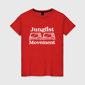 Женская футболка хлопок с принтом Junglist Movement в Тюмени, 100% хлопок | прямой крой, круглый вырез горловины, длина до линии бедер, слегка спущенное плечо | jungle | junglist | junglist movement   одежда для трушных джанглистов | movement | уважающих корни днб.dnb