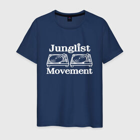Мужская футболка хлопок с принтом Junglist Movement в Тюмени, 100% хлопок | прямой крой, круглый вырез горловины, длина до линии бедер, слегка спущенное плечо. | jungle | junglist | junglist movement   одежда для трушных джанглистов | movement | уважающих корни днб.dnb