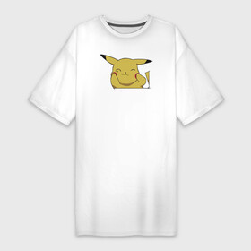 Платье-футболка хлопок с принтом Пикачу с закрытыми глазами в Тюмени,  |  | pika пикачу покемон pokemon