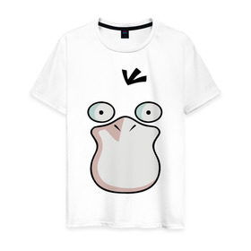 Мужская футболка хлопок с принтом Psyduck в Тюмени, 100% хлопок | прямой крой, круглый вырез горловины, длина до линии бедер, слегка спущенное плечо. | psyduck pokemon покемон псайдак