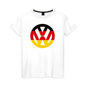 Женская футболка хлопок с принтом Wolksvagen в Тюмени, 100% хлопок | прямой крой, круглый вырез горловины, длина до линии бедер, слегка спущенное плечо | wolksvagen авто фольцваген