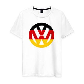 Мужская футболка хлопок с принтом Wolksvagen в Тюмени, 100% хлопок | прямой крой, круглый вырез горловины, длина до линии бедер, слегка спущенное плечо. | wolksvagen авто фольцваген