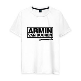 Мужская футболка хлопок с принтом Armin van Buuren в Тюмени, 100% хлопок | прямой крой, круглый вырез горловины, длина до линии бедер, слегка спущенное плечо. | armada | armin van buuren | trance | армин