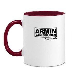 Кружка двухцветная с принтом Armin van Buuren в Тюмени, керамика | объем — 330 мл, диаметр — 80 мм. Цветная ручка и кайма сверху, в некоторых цветах — вся внутренняя часть | armada | armin van buuren | trance | армин