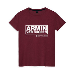 Женская футболка хлопок с принтом Armin van Buuren в Тюмени, 100% хлопок | прямой крой, круглый вырез горловины, длина до линии бедер, слегка спущенное плечо | armada | armin van buuren | trance | армин