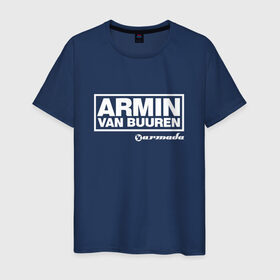 Мужская футболка хлопок с принтом Armin van Buuren в Тюмени, 100% хлопок | прямой крой, круглый вырез горловины, длина до линии бедер, слегка спущенное плечо. | Тематика изображения на принте: armada | armin van buuren | trance | армин