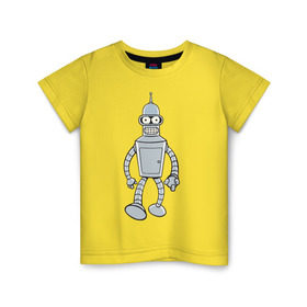 Детская футболка хлопок с принтом BENDER (color) в Тюмени, 100% хлопок | круглый вырез горловины, полуприлегающий силуэт, длина до линии бедер | futurama | бендер | футурама