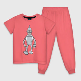 Детская пижама хлопок с принтом BENDER (color) в Тюмени, 100% хлопок |  брюки и футболка прямого кроя, без карманов, на брюках мягкая резинка на поясе и по низу штанин
 | futurama | бендер | футурама