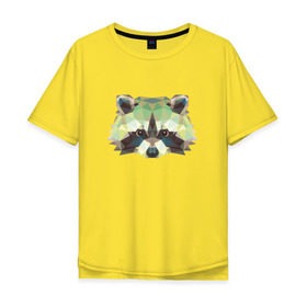 Мужская футболка хлопок Oversize с принтом Енот, Мордочка енота в Тюмени, 100% хлопок | свободный крой, круглый ворот, “спинка” длиннее передней части | Тематика изображения на принте: енот