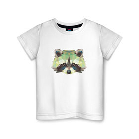 Детская футболка хлопок с принтом Енот, Мордочка енота в Тюмени, 100% хлопок | круглый вырез горловины, полуприлегающий силуэт, длина до линии бедер | енот