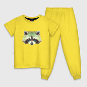 Детская пижама хлопок с принтом Енот, Мордочка енота в Тюмени, 100% хлопок |  брюки и футболка прямого кроя, без карманов, на брюках мягкая резинка на поясе и по низу штанин
 | енот
