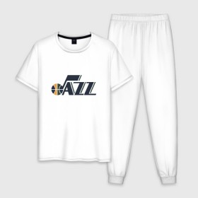 Мужская пижама хлопок с принтом NBA Utah Jazz в Тюмени, 100% хлопок | брюки и футболка прямого кроя, без карманов, на брюках мягкая резинка на поясе и по низу штанин
 | Тематика изображения на принте: jazz | nba | utah | баскетбол | джазз | нба | юта