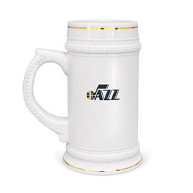 Кружка пивная с принтом NBA Utah Jazz в Тюмени,  керамика (Материал выдерживает высокую температуру, стоит избегать резкого перепада температур) |  объем 630 мл | jazz | nba | utah | баскетбол | джазз | нба | юта