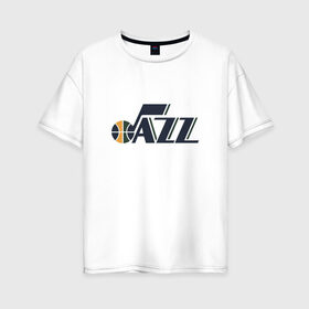 Женская футболка хлопок Oversize с принтом NBA Utah Jazz в Тюмени, 100% хлопок | свободный крой, круглый ворот, спущенный рукав, длина до линии бедер
 | jazz | nba | utah | баскетбол | джазз | нба | юта