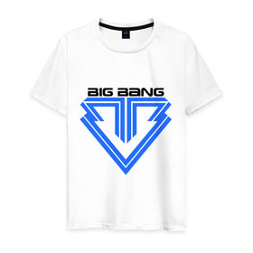 Мужская футболка хлопок с принтом Big bang logo в Тюмени, 100% хлопок | прямой крой, круглый вырез горловины, длина до линии бедер, слегка спущенное плечо. | Тематика изображения на принте: big bang | g dragon | k pop | биг бенг | кей поп | корея