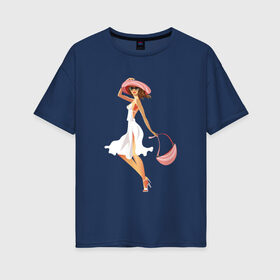Женская футболка хлопок Oversize с принтом Дама в Тюмени, 100% хлопок | свободный крой, круглый ворот, спущенный рукав, длина до линии бедер
 | 