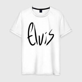Мужская футболка хлопок с принтом Elvis Aaron Presley в Тюмени, 100% хлопок | прямой крой, круглый вырез горловины, длина до линии бедер, слегка спущенное плечо. | elvis aaron presley элвис пресли