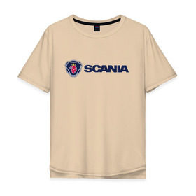 Мужская футболка хлопок Oversize с принтом SCANIA в Тюмени, 100% хлопок | свободный крой, круглый ворот, “спинка” длиннее передней части | Тематика изображения на принте: scania | грузовик | скания
