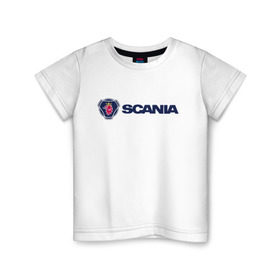 Детская футболка хлопок с принтом SCANIA в Тюмени, 100% хлопок | круглый вырез горловины, полуприлегающий силуэт, длина до линии бедер | scania | грузовик | скания