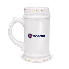 Кружка пивная с принтом SCANIA в Тюмени,  керамика (Материал выдерживает высокую температуру, стоит избегать резкого перепада температур) |  объем 630 мл | Тематика изображения на принте: scania | грузовик | скания