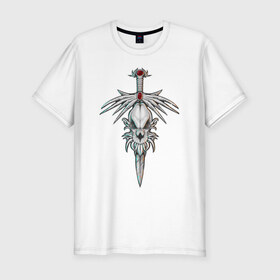 Мужская футболка премиум с принтом Ктулху в Тюмени, 92% хлопок, 8% лайкра | приталенный силуэт, круглый вырез ворота, длина до линии бедра, короткий рукав | демон | ктулху | меч