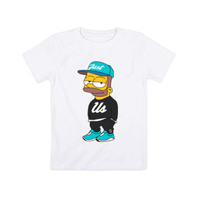 Детская футболка хлопок с принтом Барт Симпсон в Тюмени, 100% хлопок | круглый вырез горловины, полуприлегающий силуэт, длина до линии бедер | Тематика изображения на принте: bart | simpsons | барт симпсон | симпсон
