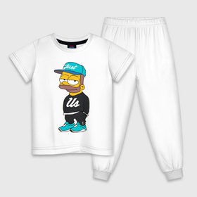 Детская пижама хлопок с принтом Барт Симпсон в Тюмени, 100% хлопок |  брюки и футболка прямого кроя, без карманов, на брюках мягкая резинка на поясе и по низу штанин
 | Тематика изображения на принте: bart | simpsons | барт симпсон | симпсон