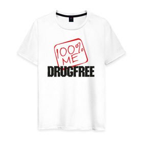 Мужская футболка хлопок с принтом Свободен от наркотиков в Тюмени, 100% хлопок | прямой крой, круглый вырез горловины, длина до линии бедер, слегка спущенное плечо. | Тематика изображения на принте: drugfree | poisonfree | straight edge | sxe