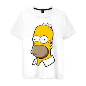 Мужская футболка хлопок с принтом Homer в Тюмени, 100% хлопок | прямой крой, круглый вырез горловины, длина до линии бедер, слегка спущенное плечо. | Тематика изображения на принте: homer simpson симпсоны барт гомер