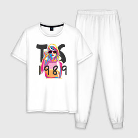 Мужская пижама хлопок с принтом TS 1989 в Тюмени, 100% хлопок | брюки и футболка прямого кроя, без карманов, на брюках мягкая резинка на поясе и по низу штанин
 | 1989 | taylor swift | музыка | тэйлор свифт