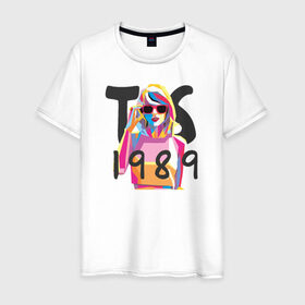 Мужская футболка хлопок с принтом TS 1989 в Тюмени, 100% хлопок | прямой крой, круглый вырез горловины, длина до линии бедер, слегка спущенное плечо. | 1989 | taylor swift | музыка | тэйлор свифт