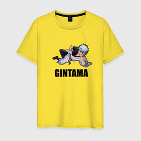 Мужская футболка хлопок с принтом Gintama в Тюмени, 100% хлопок | прямой крой, круглый вырез горловины, длина до линии бедер, слегка спущенное плечо. | Тематика изображения на принте: gintama саката гинтокиgintama | gintoki | sakatа | гинтама | гинтоки | саката