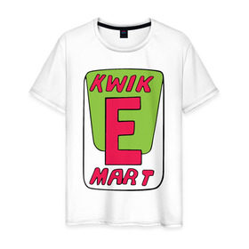 Мужская футболка хлопок с принтом KWIK E MART в Тюмени, 100% хлопок | прямой крой, круглый вырез горловины, длина до линии бедер, слегка спущенное плечо. | kwik e mart the simpsons симпсоны квик е марк