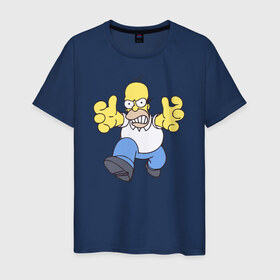 Мужская футболка хлопок с принтом Angry Homer в Тюмени, 100% хлопок | прямой крой, круглый вырез горловины, длина до линии бедер, слегка спущенное плечо. | angry homer simpson симпсон злой гомер барт