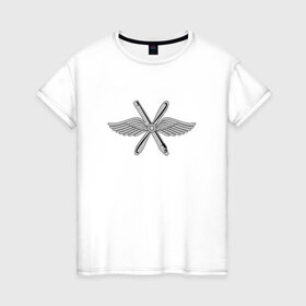 Женская футболка хлопок с принтом Военно-воздушные силы в Тюмени, 100% хлопок | прямой крой, круглый вырез горловины, длина до линии бедер, слегка спущенное плечо | 