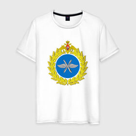 Мужская футболка хлопок с принтом Военно-воздушные силы в Тюмени, 100% хлопок | прямой крой, круглый вырез горловины, длина до линии бедер, слегка спущенное плечо. | армия | военно воздушные силы | военный | войска | вооруженные | силы | служба | эмблема