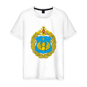 Мужская футболка хлопок с принтом Воздушно-десантные войска в Тюмени, 100% хлопок | прямой крой, круглый вырез горловины, длина до линии бедер, слегка спущенное плечо. | армия | военный | воздушно десантные войска | войска | вооруженные | силы | служба | эмблема