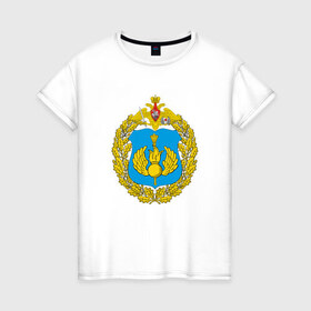 Женская футболка хлопок с принтом Воздушно-десантные войска в Тюмени, 100% хлопок | прямой крой, круглый вырез горловины, длина до линии бедер, слегка спущенное плечо | армия | военный | воздушно десантные войска | войска | вооруженные | силы | служба | эмблема
