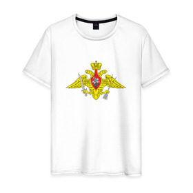 Мужская футболка хлопок с принтом РВСН средняя в Тюмени, 100% хлопок | прямой крой, круглый вырез горловины, длина до линии бедер, слегка спущенное плечо. | армия | военный | войска | вооруженные | рвсн средняя | силы | служба | эмблема