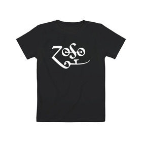 Детская футболка хлопок с принтом Led Zeppelin в Тюмени, 100% хлопок | круглый вырез горловины, полуприлегающий силуэт, длина до линии бедер | Тематика изображения на принте: led zeppelin music лэд зепплин